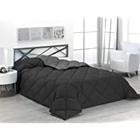 Sabanalia - Edredón nórdico de 400 g reversible (bicolor)- para cama de 135-150 cm- color gris y negro